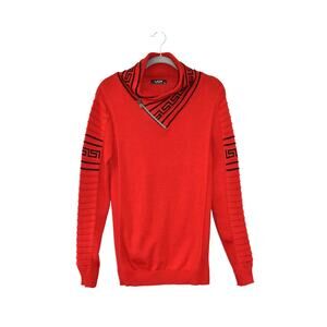 LCR Black Edition Men's Sweater XL Red Black Geometric Swirl Rare Pullover